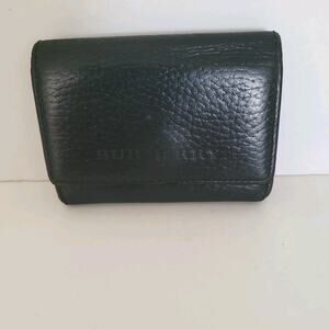 Burberry Wallet Black Nova Coin Case Holder Pouch Leather Compact Mini Logo Fair